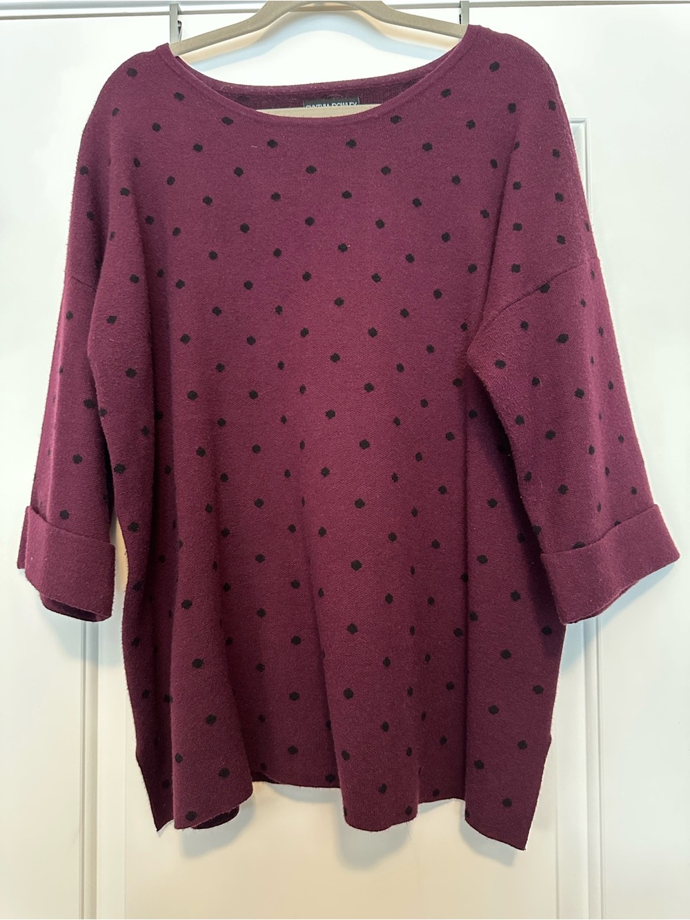 Cynthia Rowley Plum Polka Dot Knit Sweater
